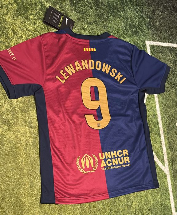 FC Barcelona 145-155cm komplet Lewandowski koszulka + spodenki
