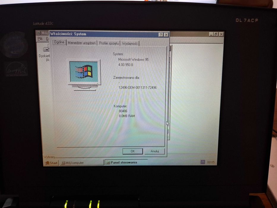 Dell Latitude 433C 486SX-25MHz RETRO Perełka kolekcjonerski stan BDB