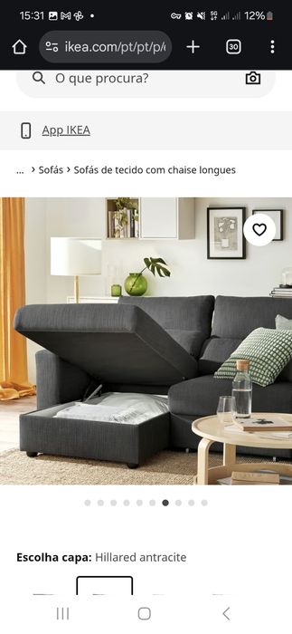 Sofá-cama IKEA EKILSTUNA, cinza, por €250 (original €799).