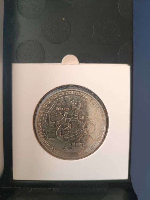 Moeda 10 € - 25ºAniversário Adesão Portugal e Espanha à União Europeia