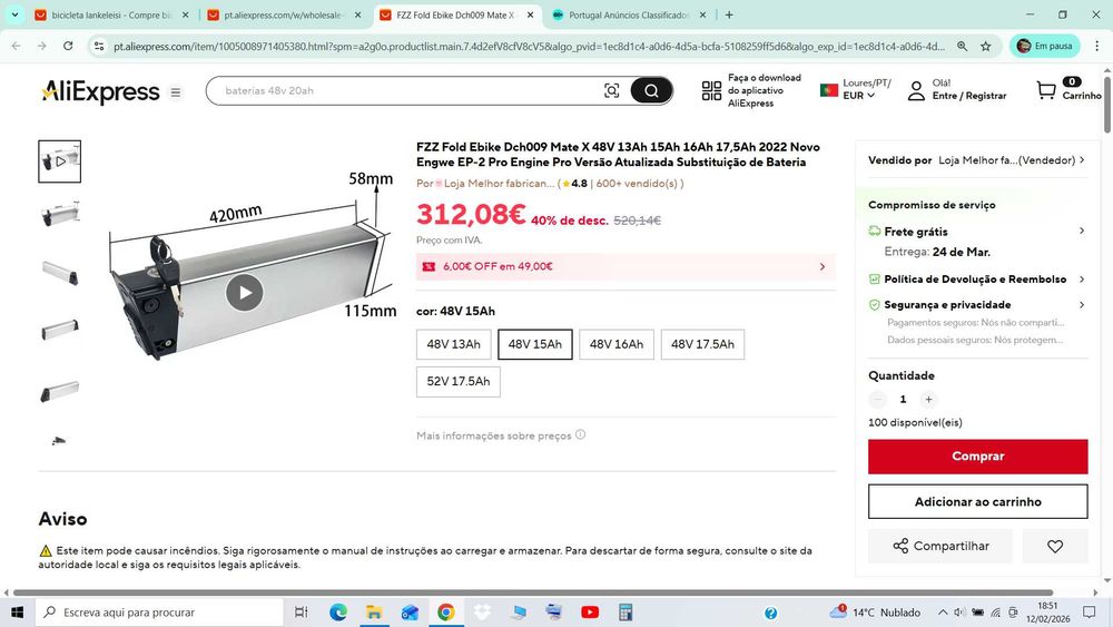 Bateria DCH 009 e Rodas 20x4