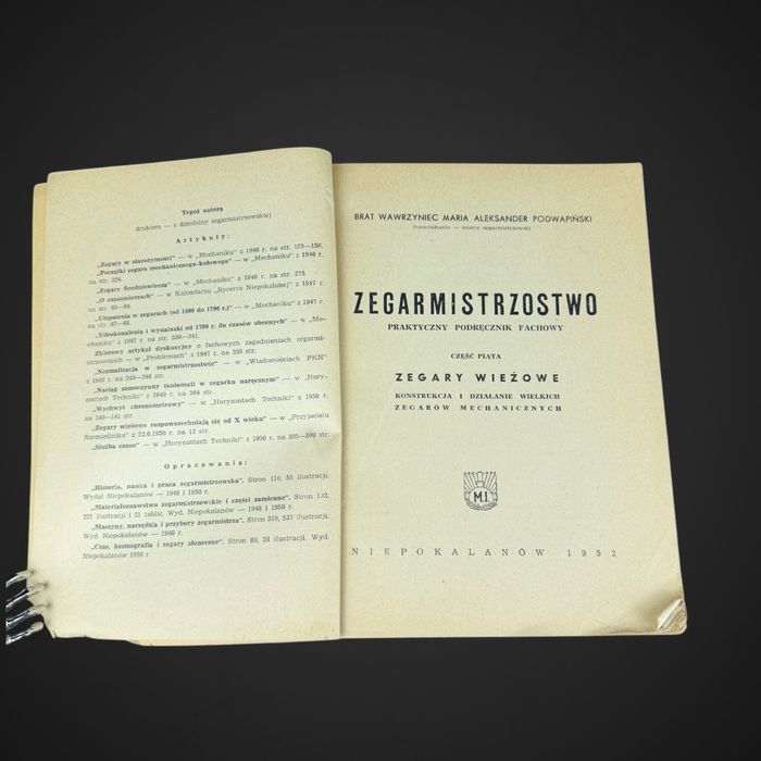 W. Podwapiński – Zegarmistrzostwo Cz. 5 Zegary Wieżowe (1952) J6/041436