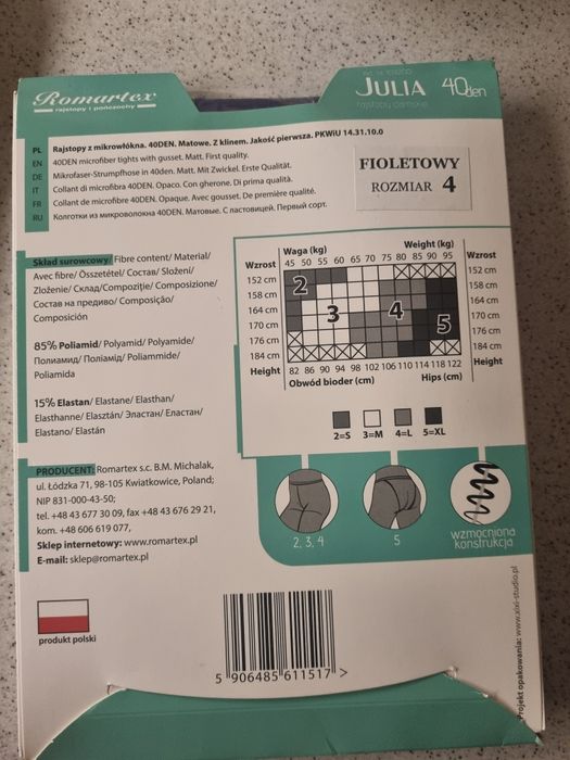 Rajstopy mikrofibra w rozmiarze 4 czerwone fioletowy granat