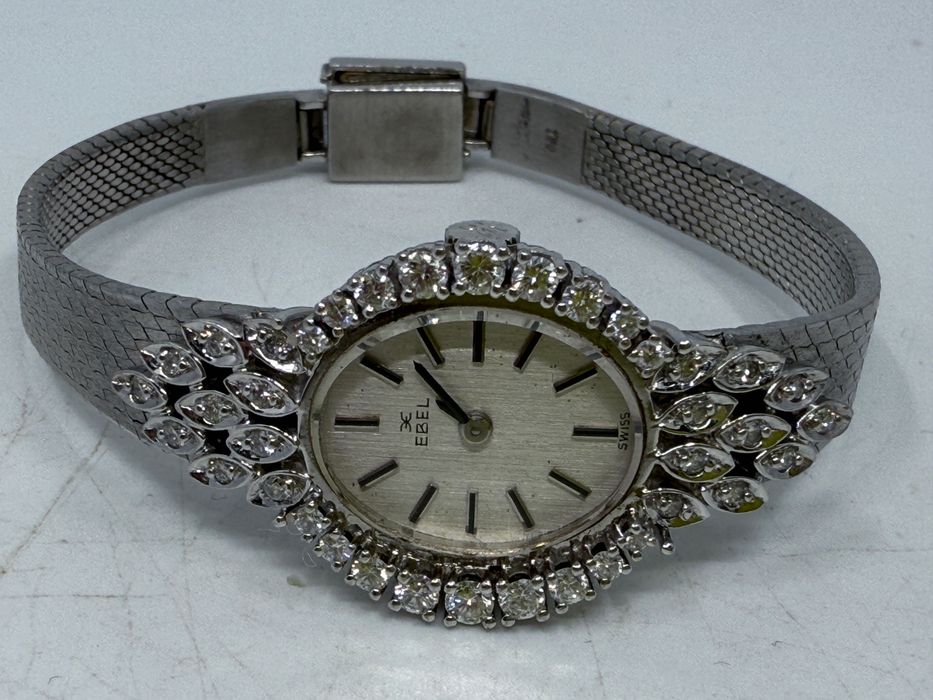 Zegarek Ebel z brylantami białe złoto próba 750