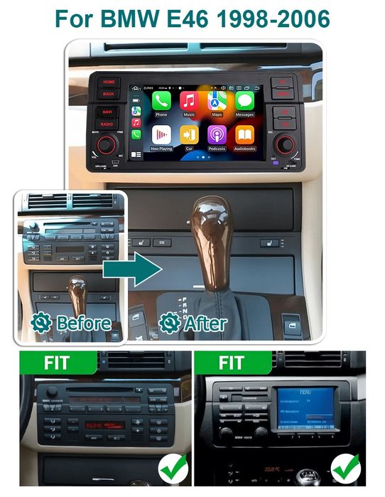 Rádio BMW Série 3 E46 7" 4/64GB CarPlay Android Auto GPS Bluetooth