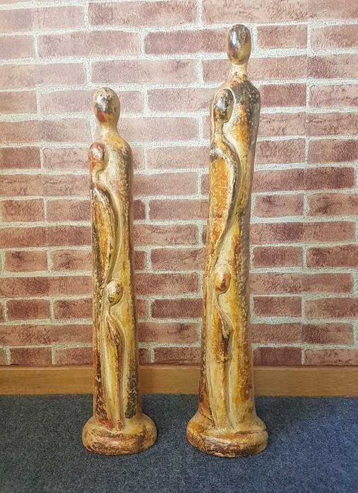 Estatueta família adereço cerâmica decoração