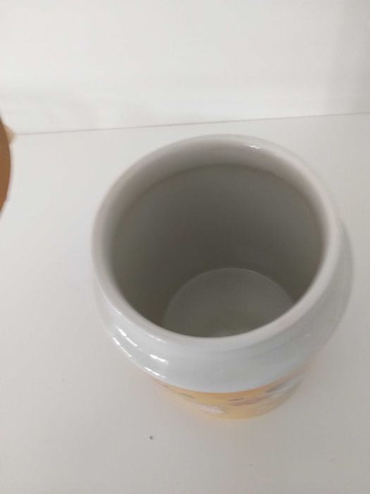 pote armazenamento - funky farm - porcelana e madeira