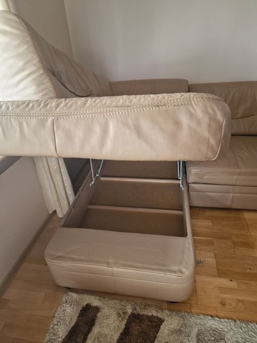 Narożna sofa skórzana rozkładana