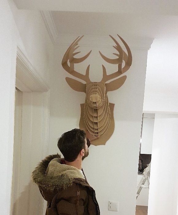 Cabeça de Veado / animal em 3D Cardboard madeira