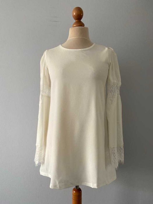 Favolook sukienka tunika bluzka kremowa biała ecru S