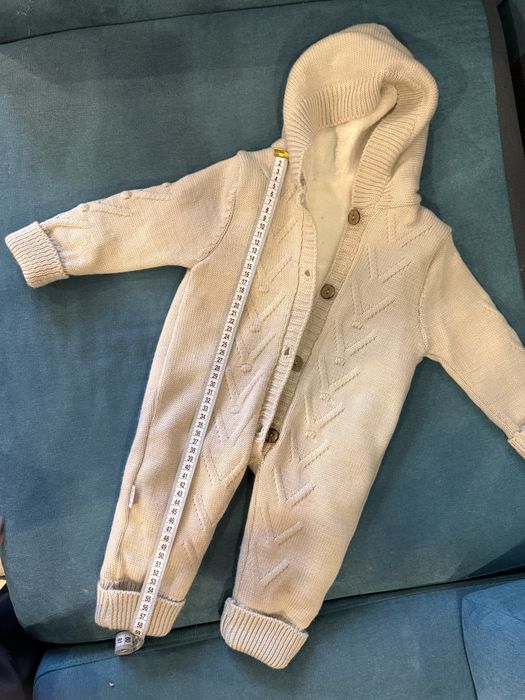 Ромпер вʼязаний молочний на флісі 9-12 місяців
