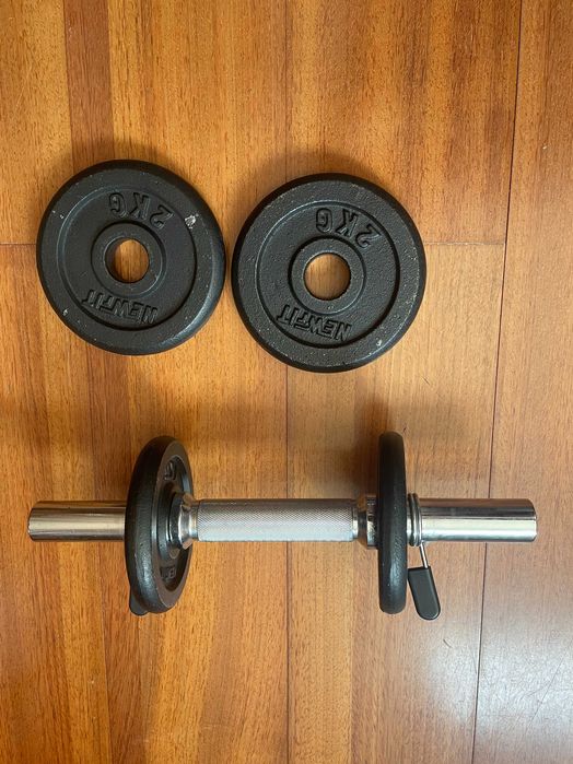Conjunto de musculação NEWFIT – barra + 6 kg em pesos