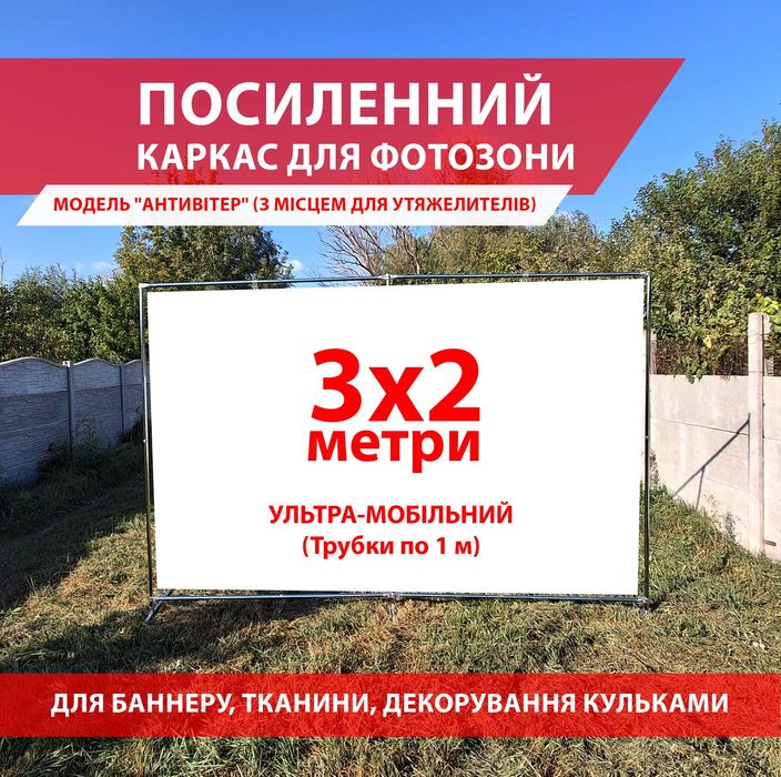 АНТИ-ВІТЕР 3х2 Каркас для банеру розбірний. Фотозона Press Woll