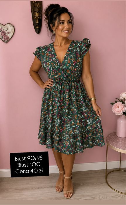 Sukienka kwiaty biust 90