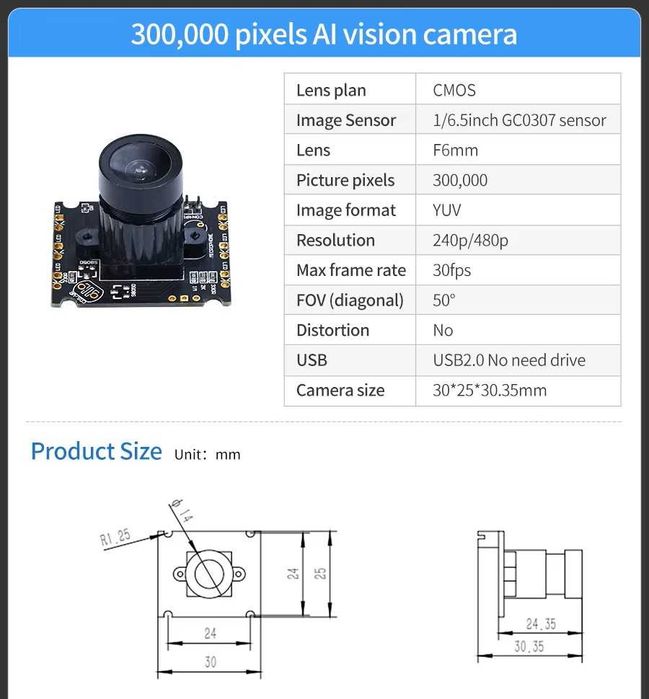 Модуль Міні USB-Камера Yahboom для AI-Проєктів та Роботів
