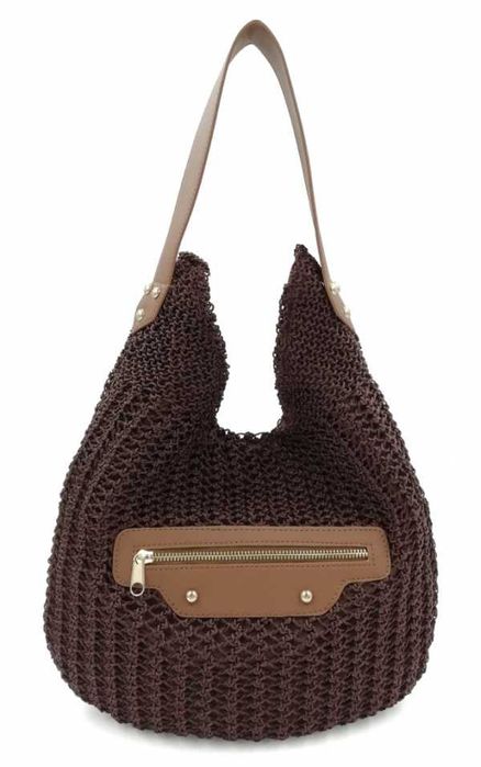 Pleciony brązowy worek torebka ROVICKY