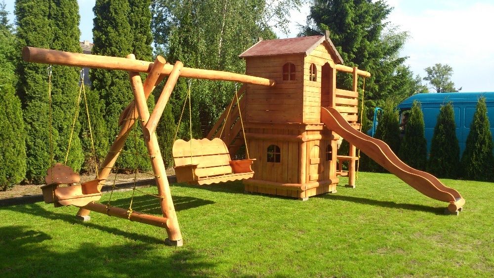 plac zabaw domek balkon ślizg piaskownica balkon stolik montaż cały PL