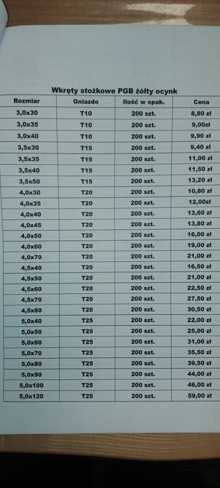 Wkręty do drewna 4x60 stożkowe 200 szt.