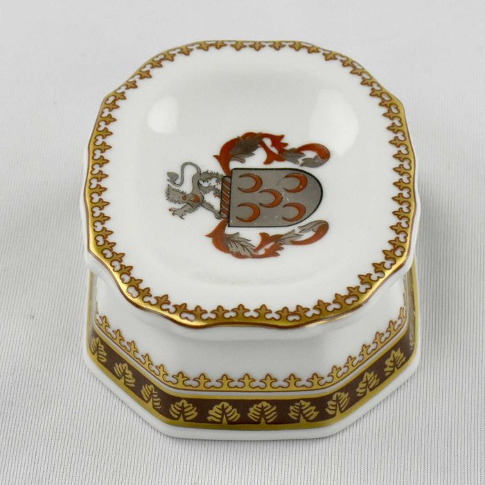 Saleiro em porcelana Porart decoração Escudo de Armas Pinto