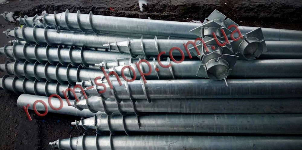 Винтовые сваи, гвинтові палі, геошуруп, оцинкованные сваи, монтаж свай