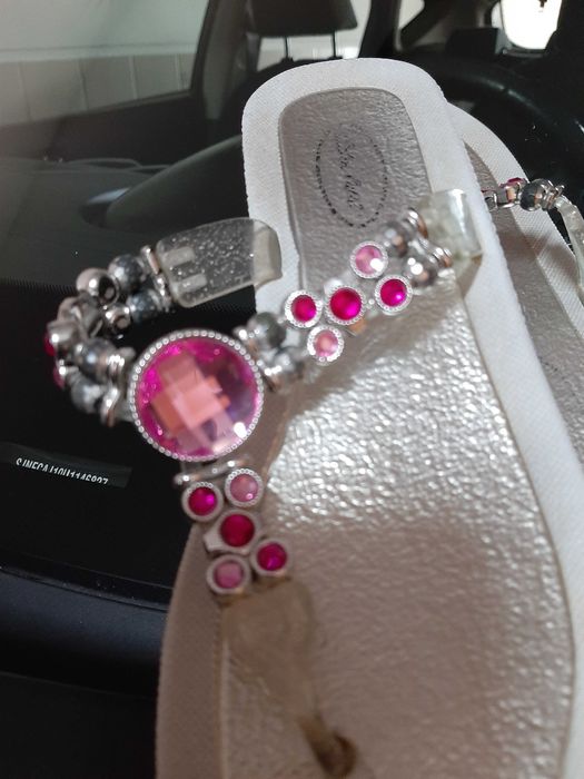 Chinelos Femininos Rosa e Branco 35/36