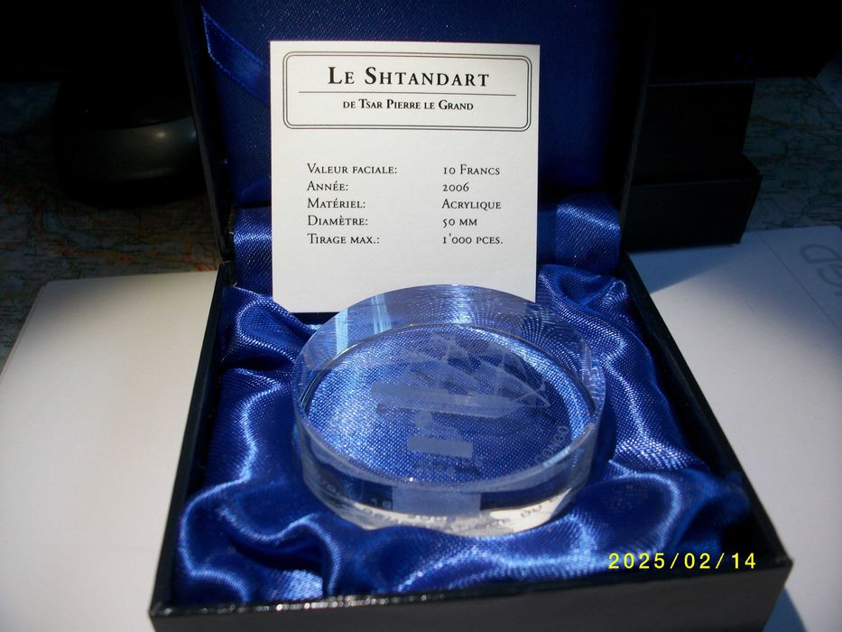 Congo 10 franków moneta akrylpwa La Shtandart