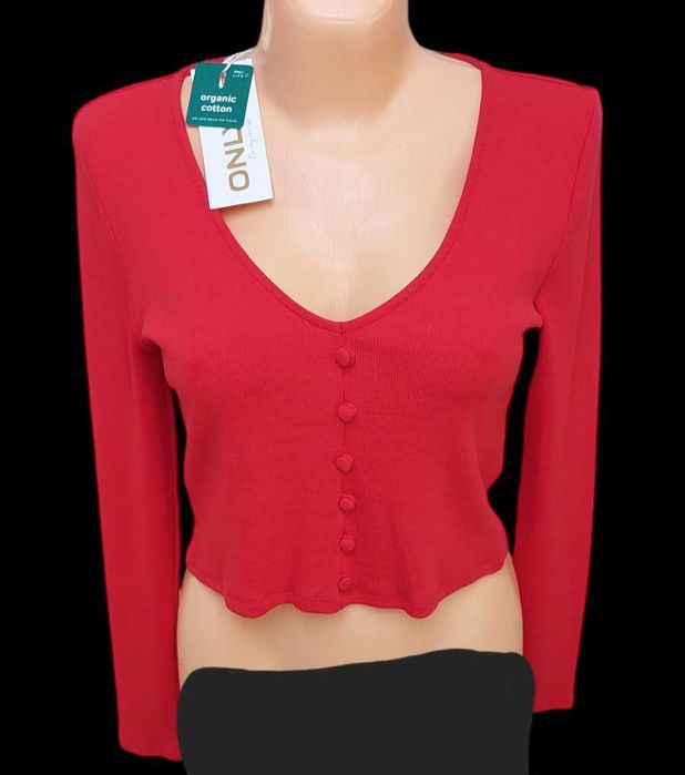 Bawełniana czerwona bluzka ONLY, R. M