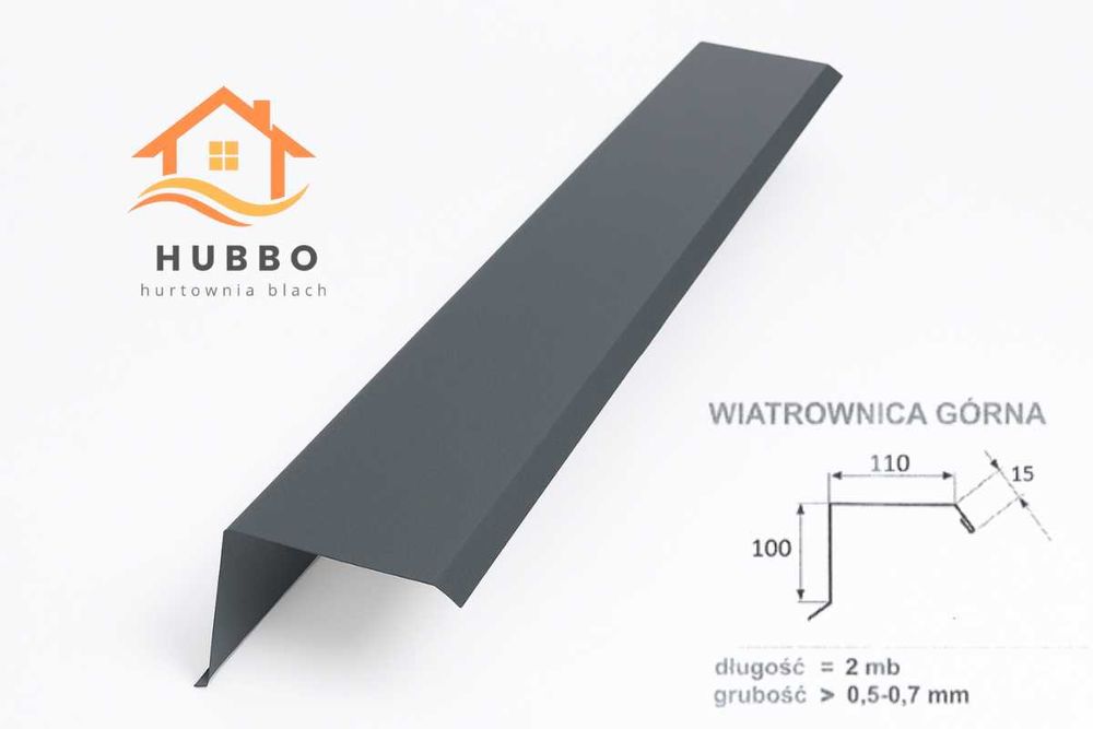 Kalenica prosta, długość 2m RAL 7016 antracyt połysk