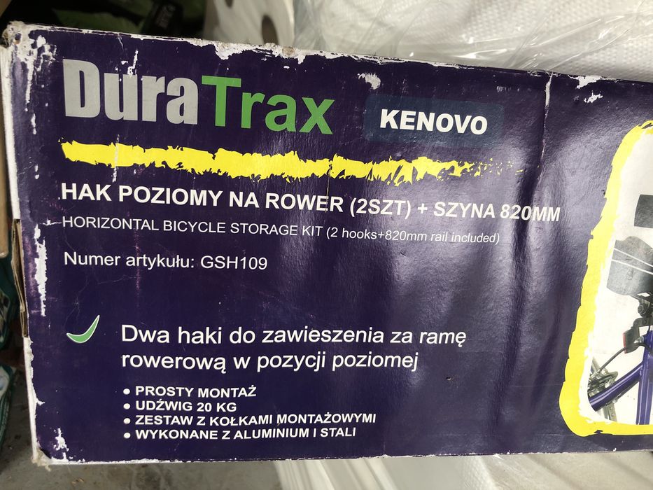 Hak rowerowy poziomy 20kg na szynie Nowy bagaźnik rowerowy