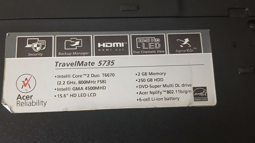 Portátil Acer a Funcionar