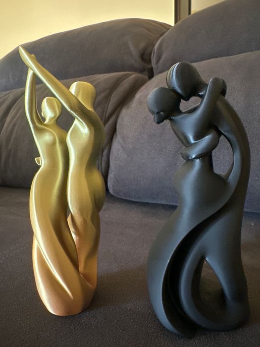 Escultura Casal Abstrato 3D Decoração Moderna