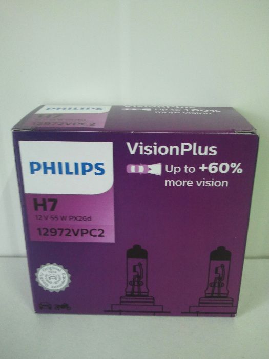 ŻARÓWKI PHILIPS H7 VISION PLUS +60% 12V 55W 2 SZT 12972VPC2 za 45