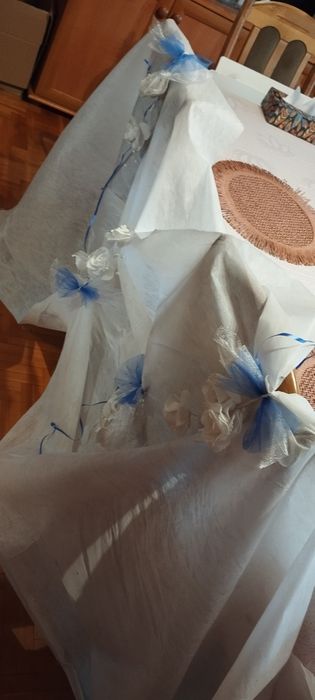 Ozdoby ślubne kwiaty, flizelina