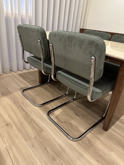 4 Cadeiras bombazina verde caqui Impermeabilizadas