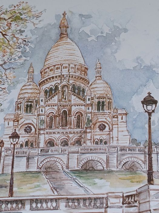 Reprodução Aguarela “Le Sacré-Cœur – Montmartre” Jacques Minette