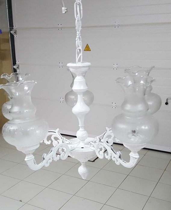 Candeeiro de teto de 5 globos, branco - vintage