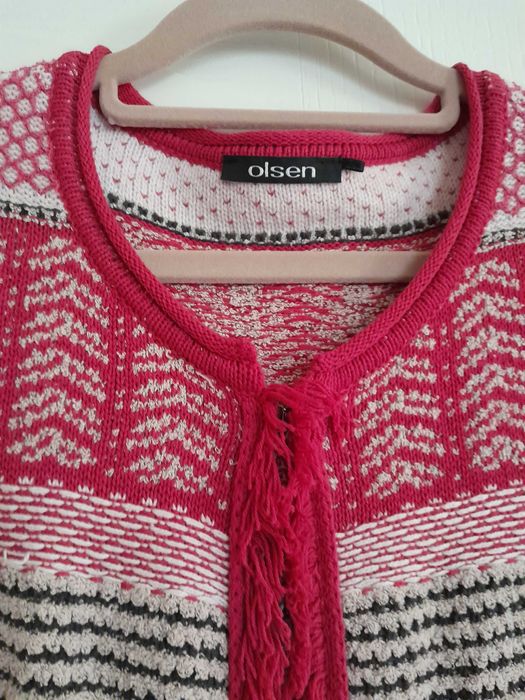 Nowy kolorowy , malinowy , sweter kardigan Olsen 44