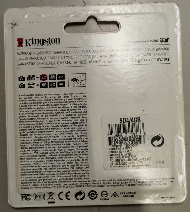 Kingston Cartão SDHC - Classe 4 (4GB) (NOVO)