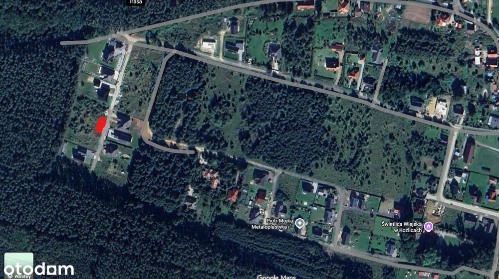 Działka w Koźlicach pięknie położona pod lasem.