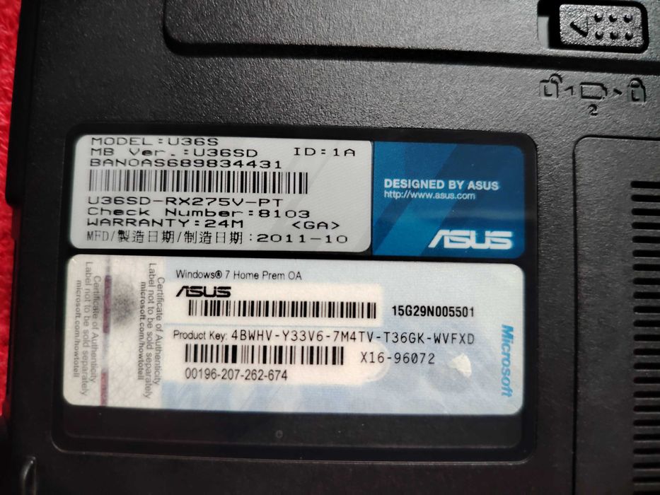 Computador Asus  U36S