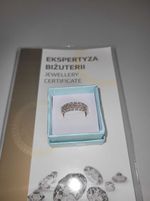 Złoty pierścionek z brylantami -50%  certyfikat - Skup Wrocław