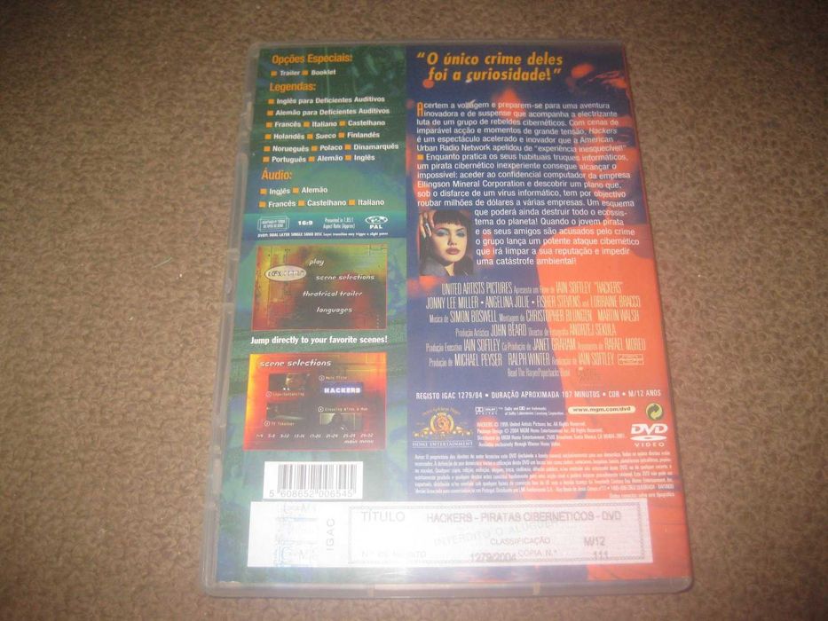 DVD "Hackers- Piratas Cibernéticos" com Angelina Jolie/Raro!