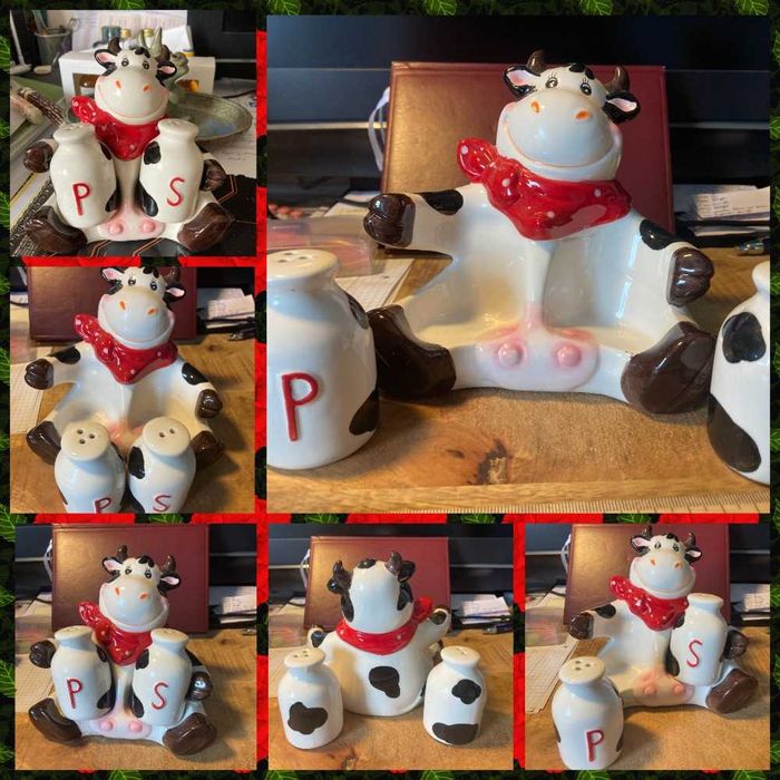 Спецовник Корова с бидонами Новый набор для специй Соль + Перец Этикет