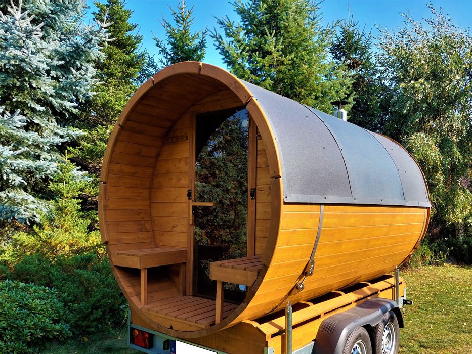 Sauna mobilna 250cm z tarasem (200+50), twój pomysł na biznes