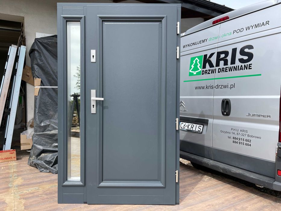 Drzwi Zewnetrzne Drewniane z DOŚWIETLEM NA KAŻDY WYMIAR Cała Polska