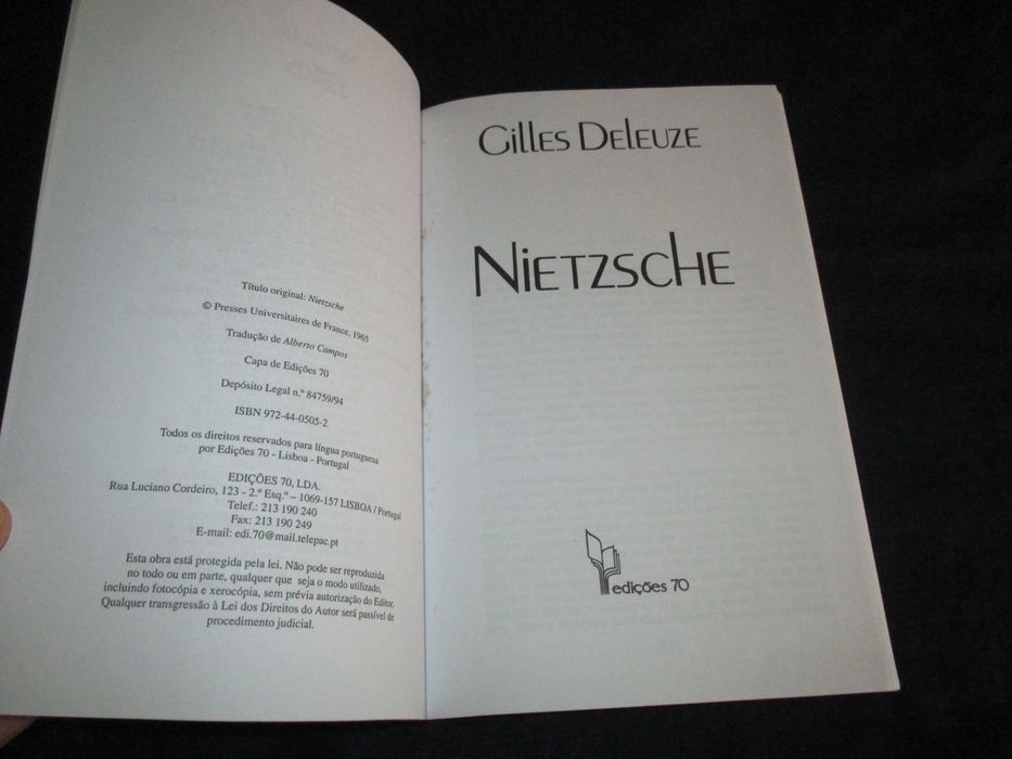 Livro Nietzsche Biblioteca Básica de Filosofia  Edições 70
