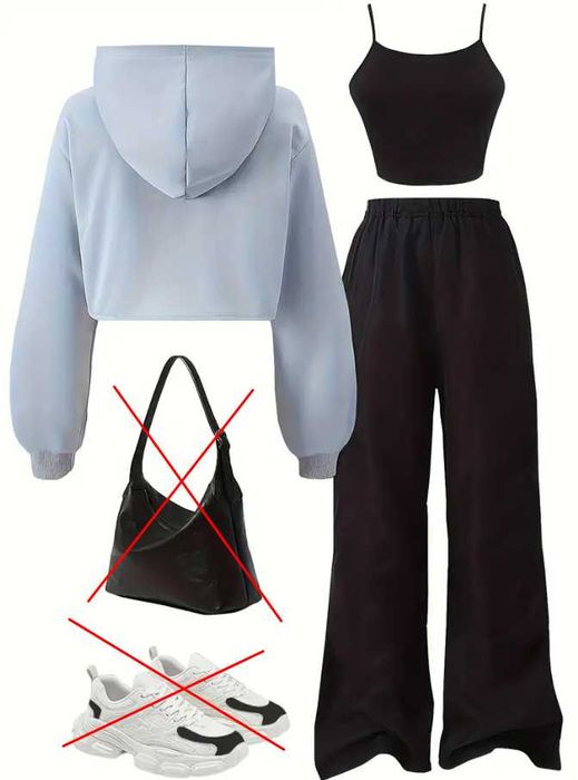 Conjunto Casual 3 Peças: Capuz, Top Sem Mangas e Calças Retas