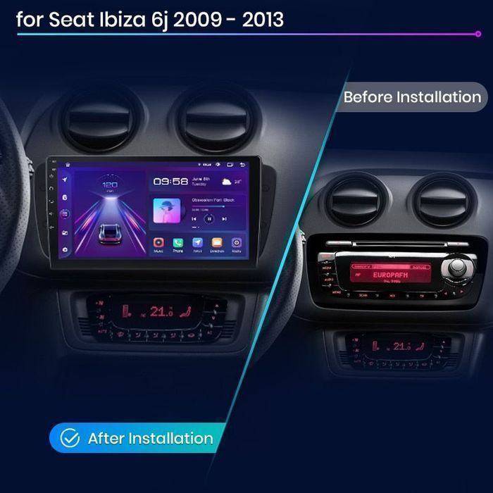Radio Android 9” CarPlay Android Auto – Seat Ibiza 6J 2009–2013 PL