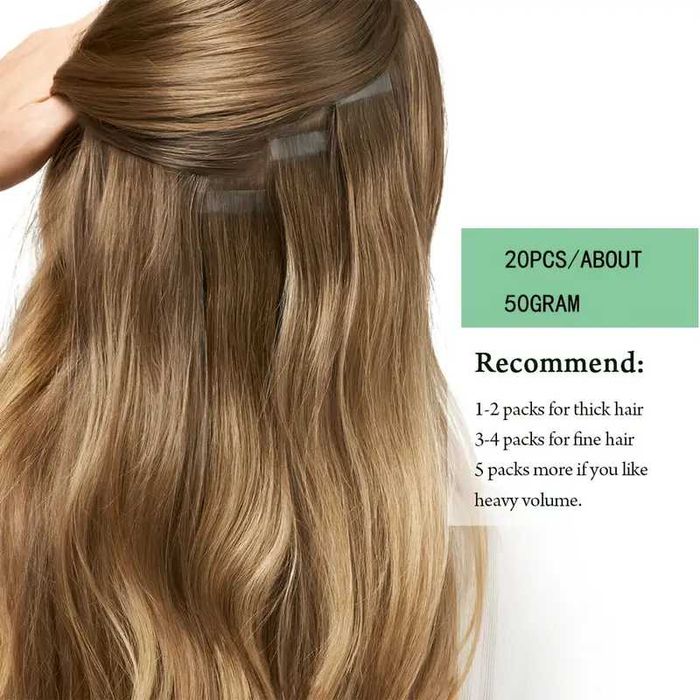 Extensão de cabelos Humanos cor Marron c/ Fita Adesiva