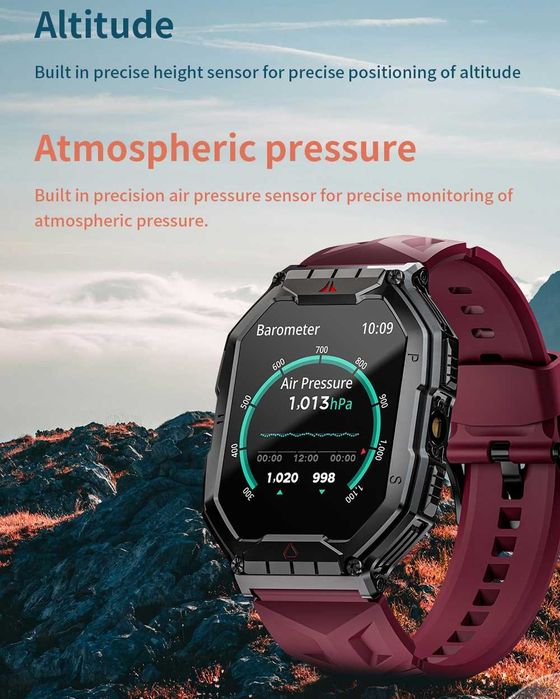 Смарт часы. VWAR KR82 PRO. NFC. Compass. 1000mAh.LED-фонарик Барометр
